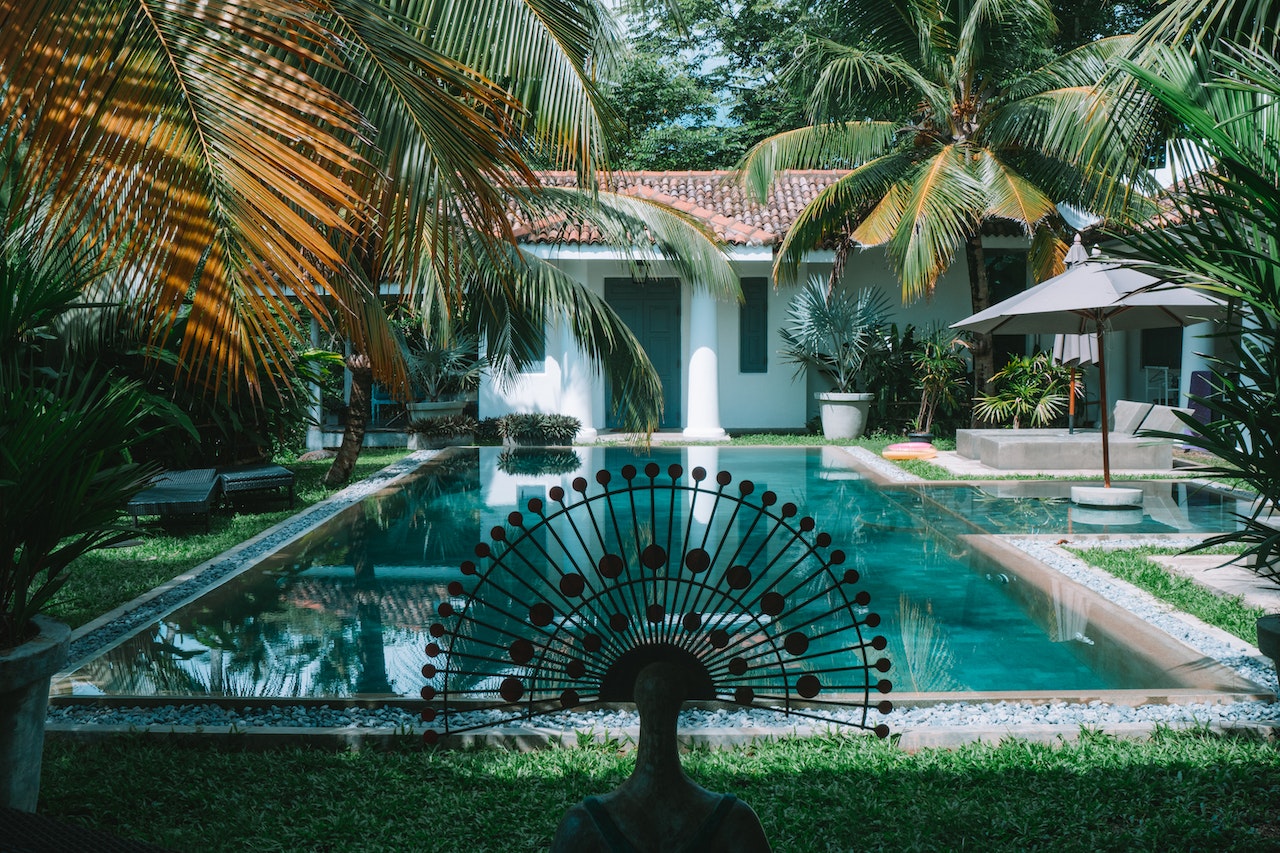 Outdoor Swimming Pool in Tropical Garden