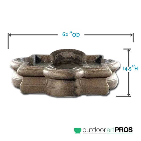 Quatrefoil One Piece Fountain Basin | 62" Wide - Outdoorartpross