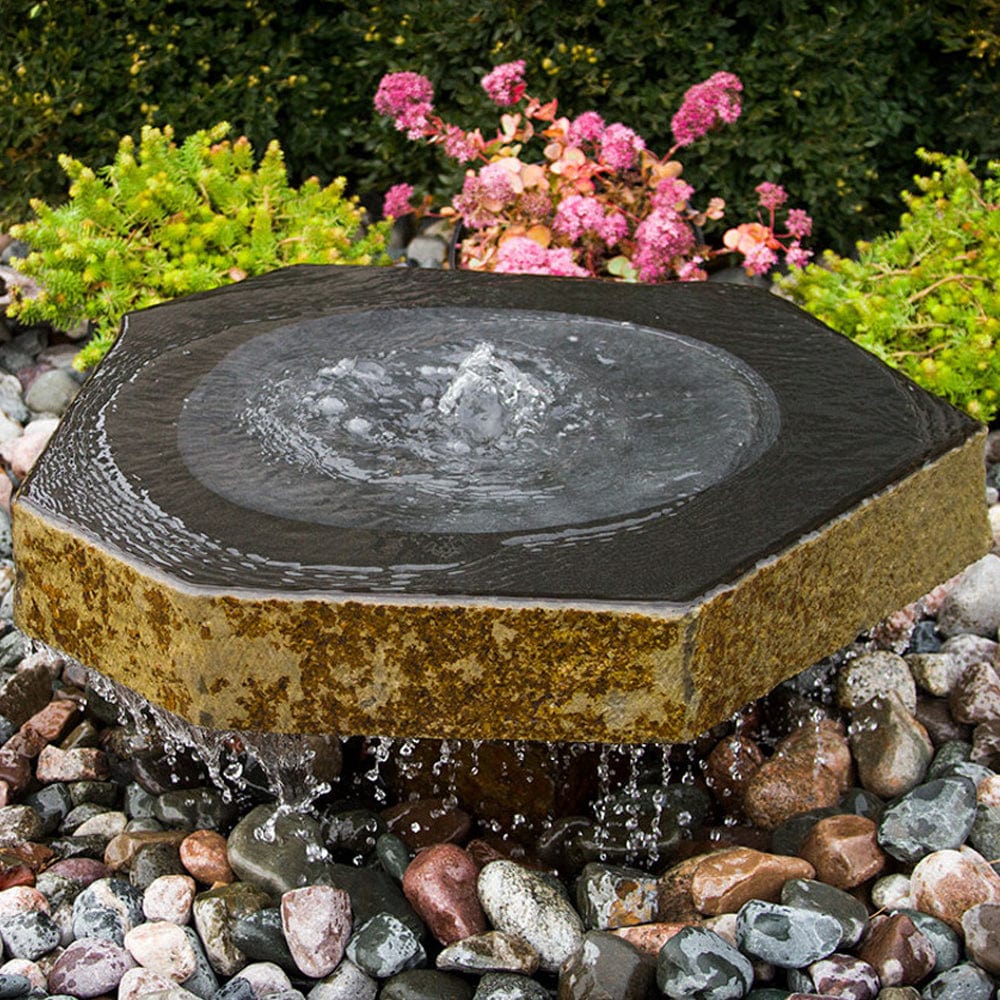 Basalt Bird Bath Stone Fountain - Outdoorartpross