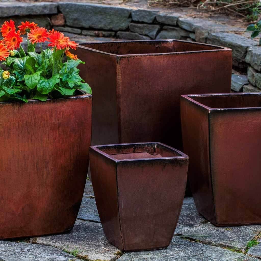 Blake Glazed Planter - Set of 4 in Maple Red Finish