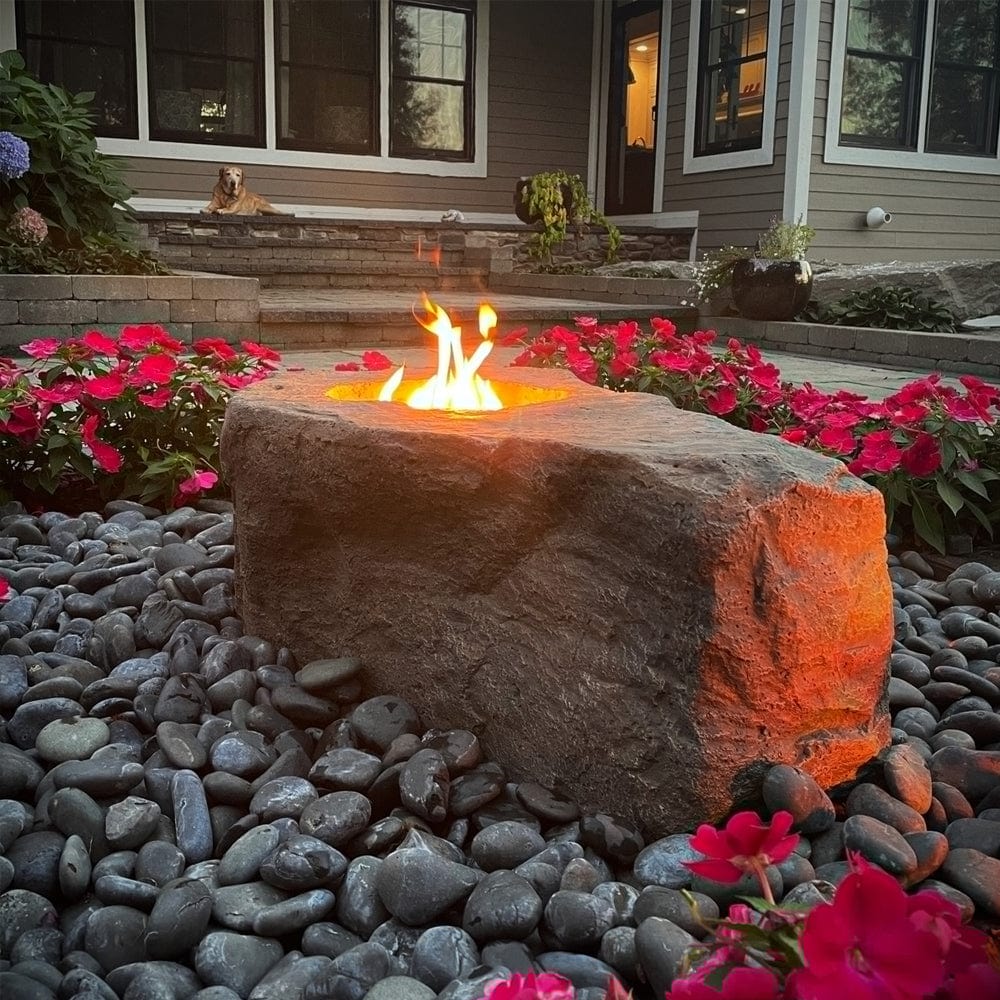 Medium Faux Fire Stone with Propane Burner Kit - Outdoorartpross