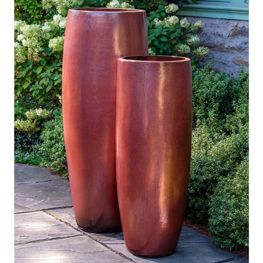 Sabine Short Glazed Terra Cotta Planter in Maple Red Finish