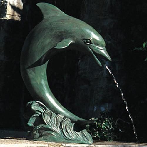 Brass Baron Small Single Dolphin Garden Accent and Pool Statuary - Brass Baron - Outdoorartpross