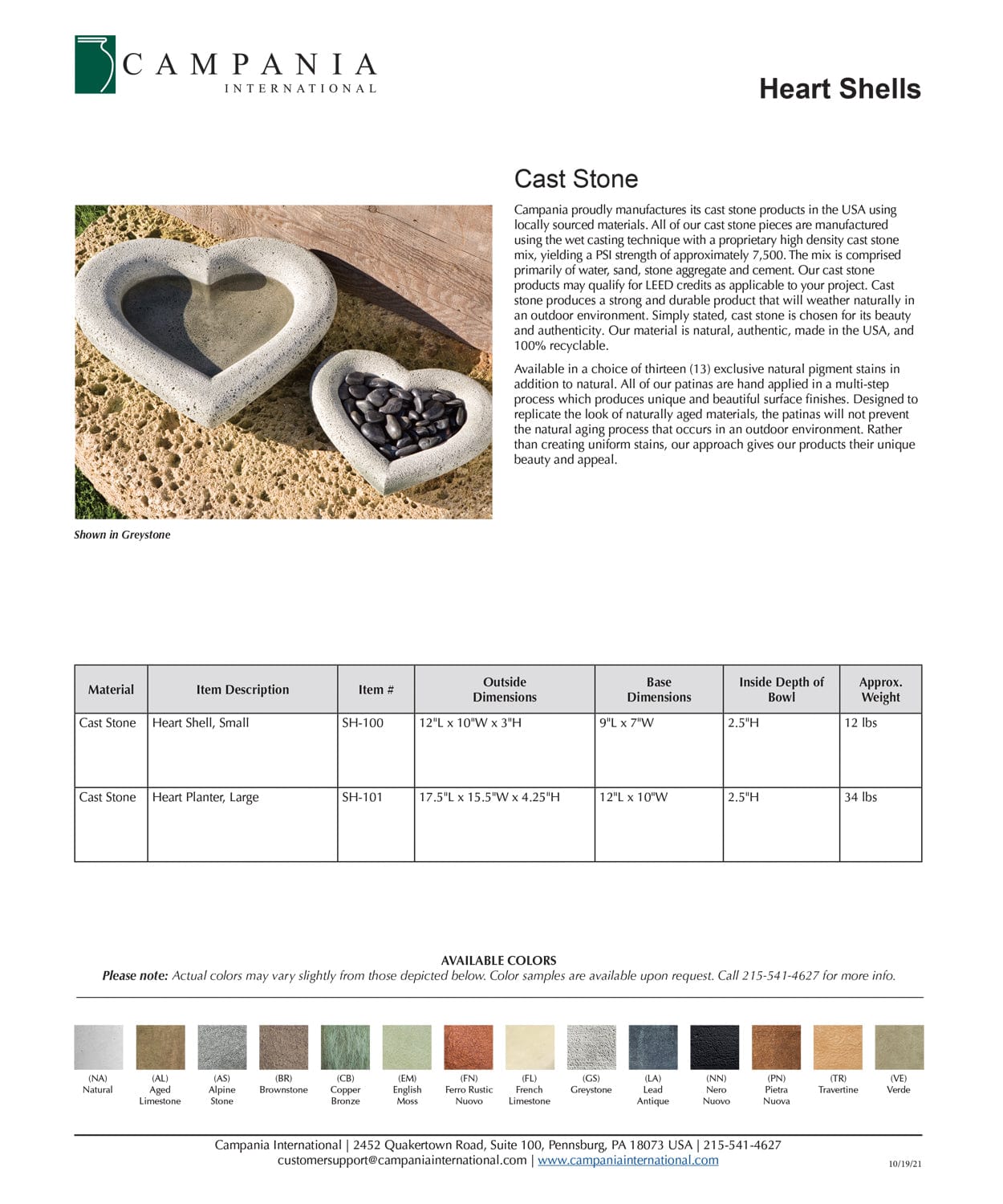 Heart Shell Cast Stone Birdbath