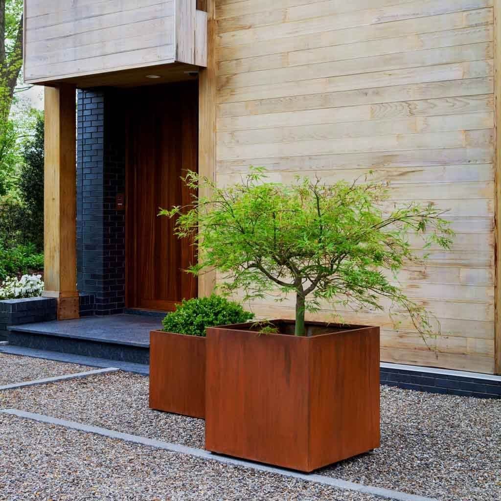Steel Cube Planter Set of 2 | Lightweight Steel Collection