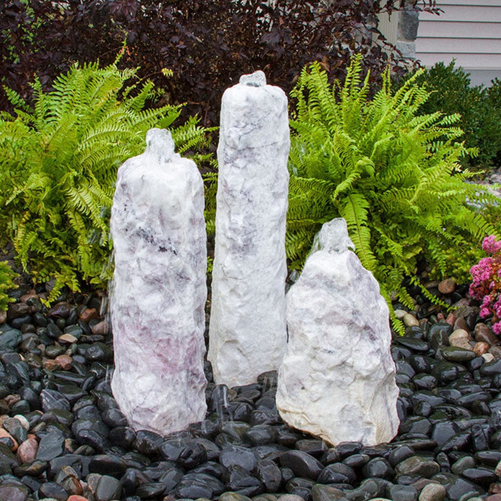 Triple Lilac Chiseled Stone Fountain - Outdoorartpross