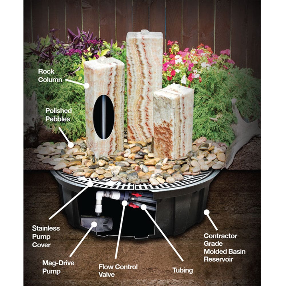 Triple Lilac Chiseled Stone Fountain - Outdoorartpross