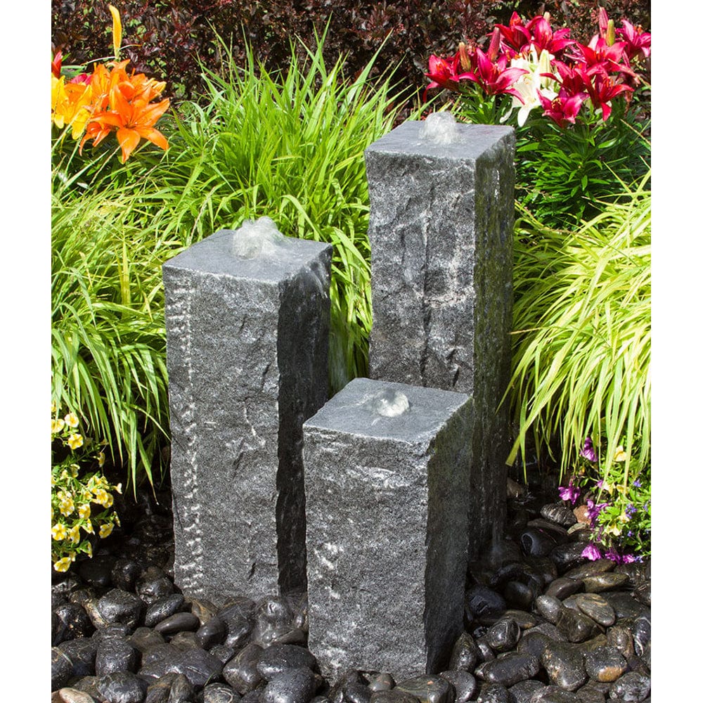 Triple Raw Cut - Granite Stone Fountain - Outdoorartpross