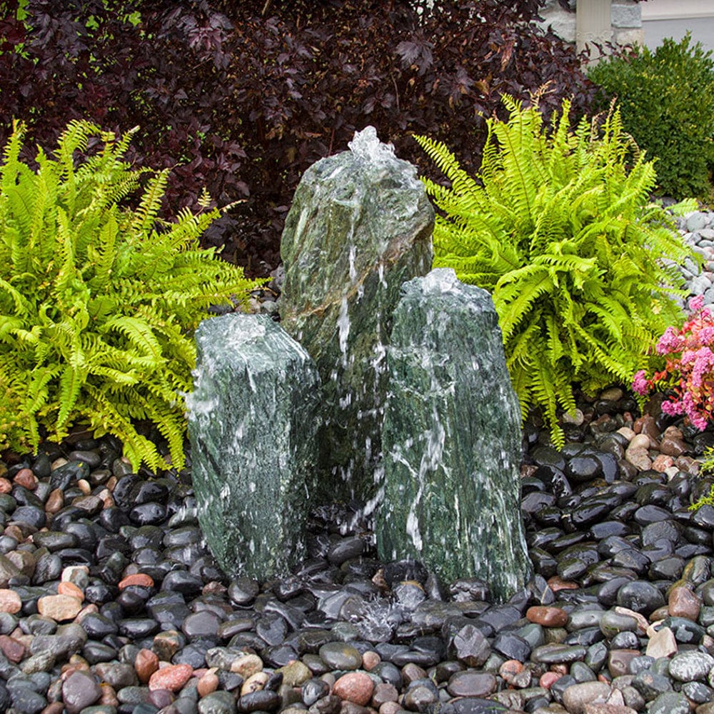 Triple Sea Green Chiseled Stone  Fountain - Outdoorartpross