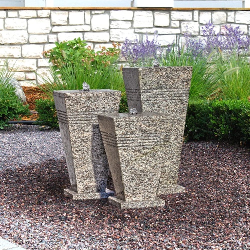 Triple Stone Urn Outdoor Fountain - Outdoorartpross