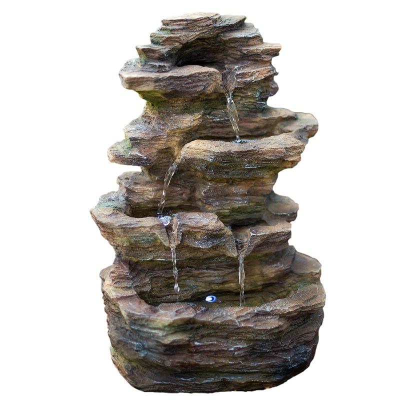 16" Castle Ledgestone Rock Fountain with LED Lights - Outdoorartpross