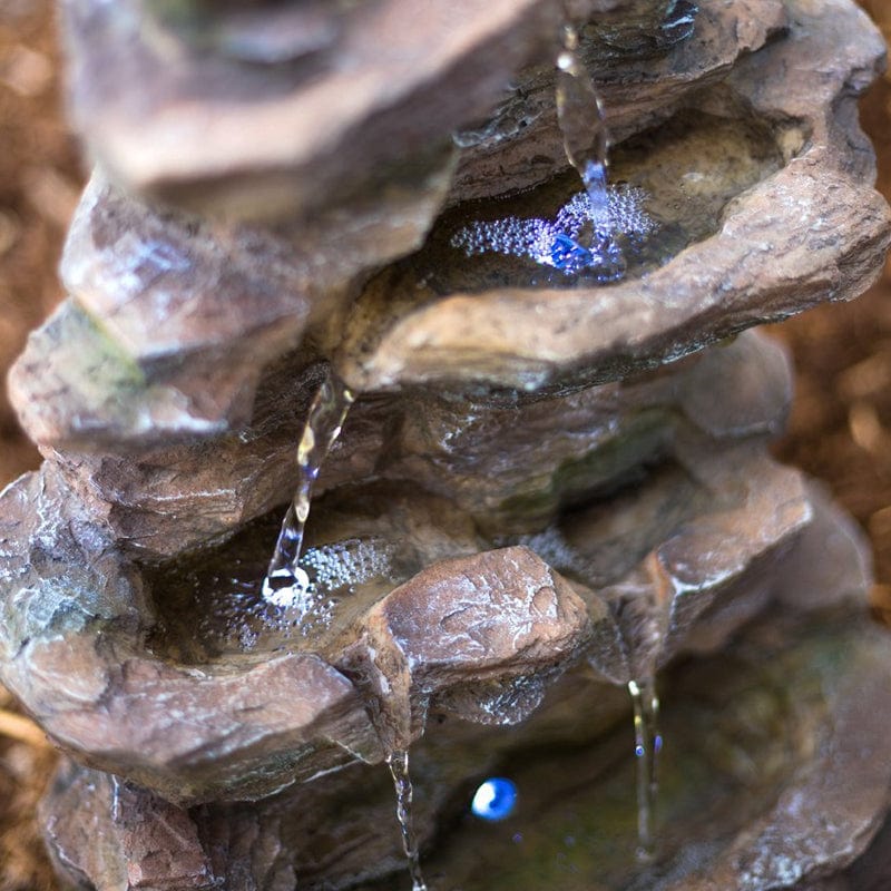 16" Castle Ledgestone Rock Fountain with LED Lights - Outdoorartpross