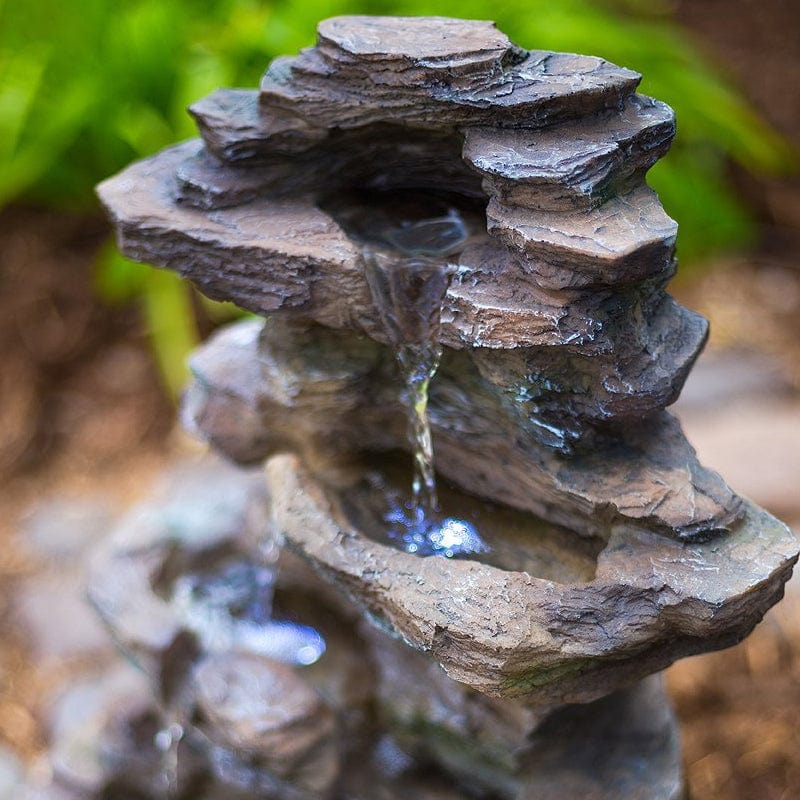 16" Castle Ledgestone Rock Fountain with LED Lights - Outdoorartpross