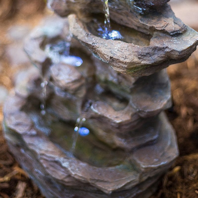 16" Castle Ledgestone Rock Fountain with LED Lights - Outdoorartpross