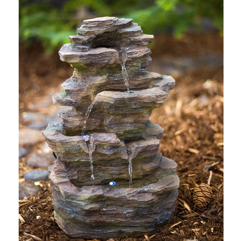 16" Castle Ledgestone Rock Fountain with LED Lights - Outdoorartpross