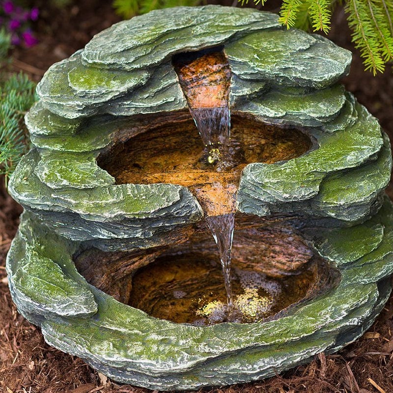 18" Multnomah Waterfall Rock Fountain with LED Lights - Outdoorartpross