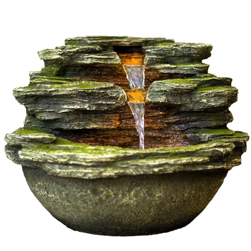 18" Multnomah Waterfall Rock Fountain with LED Lights - Outdoorartpross