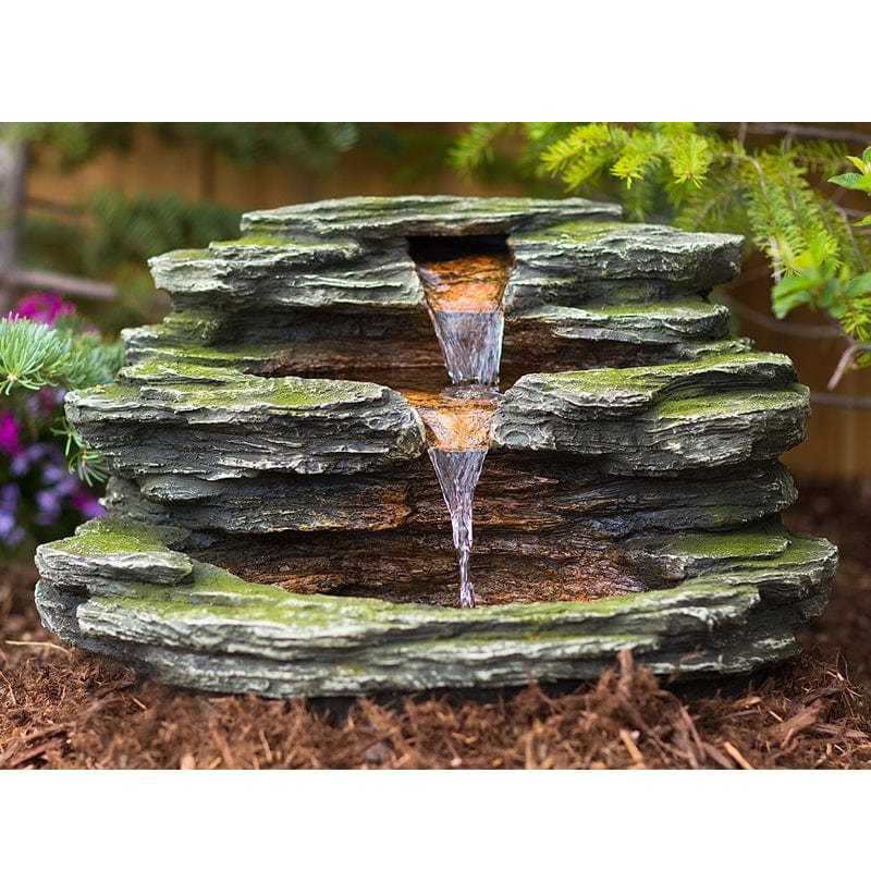 18" Multnomah Waterfall Rock Fountain with LED Lights - Outdoorartpross