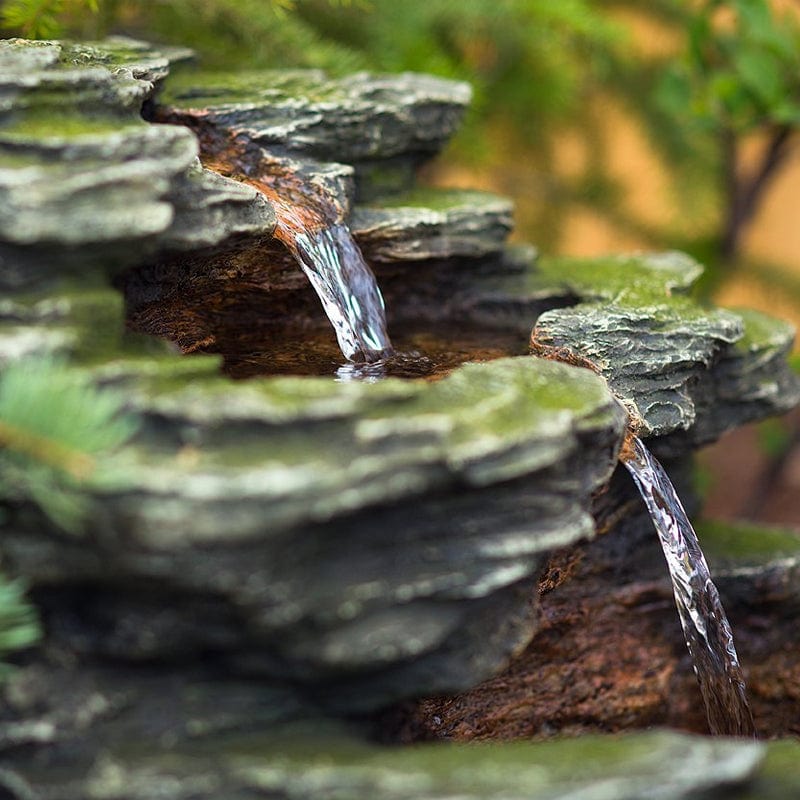 18" Multnomah Waterfall Rock Fountain with LED Lights - Outdoorartpross