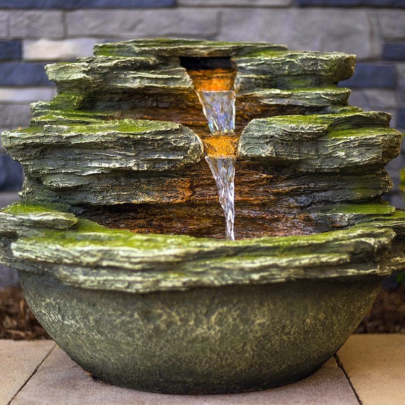 18" Multnomah Waterfall Rock Fountain with LED Lights - Outdoorartpross