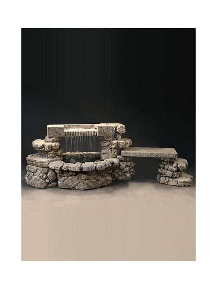 Rainbow Falls Outdoor Water Fountain With Bench - Outdoorartpross