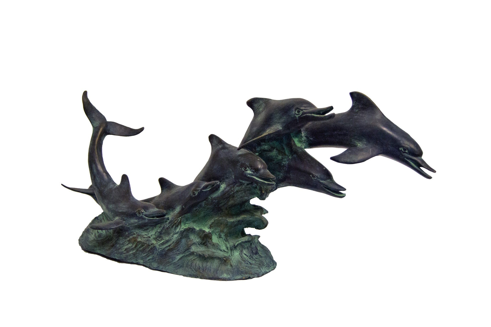 Brass Baron Dolphins Riding Waves Garden Accent and Pool Statuary - Brass Baron - Outdoorartpross