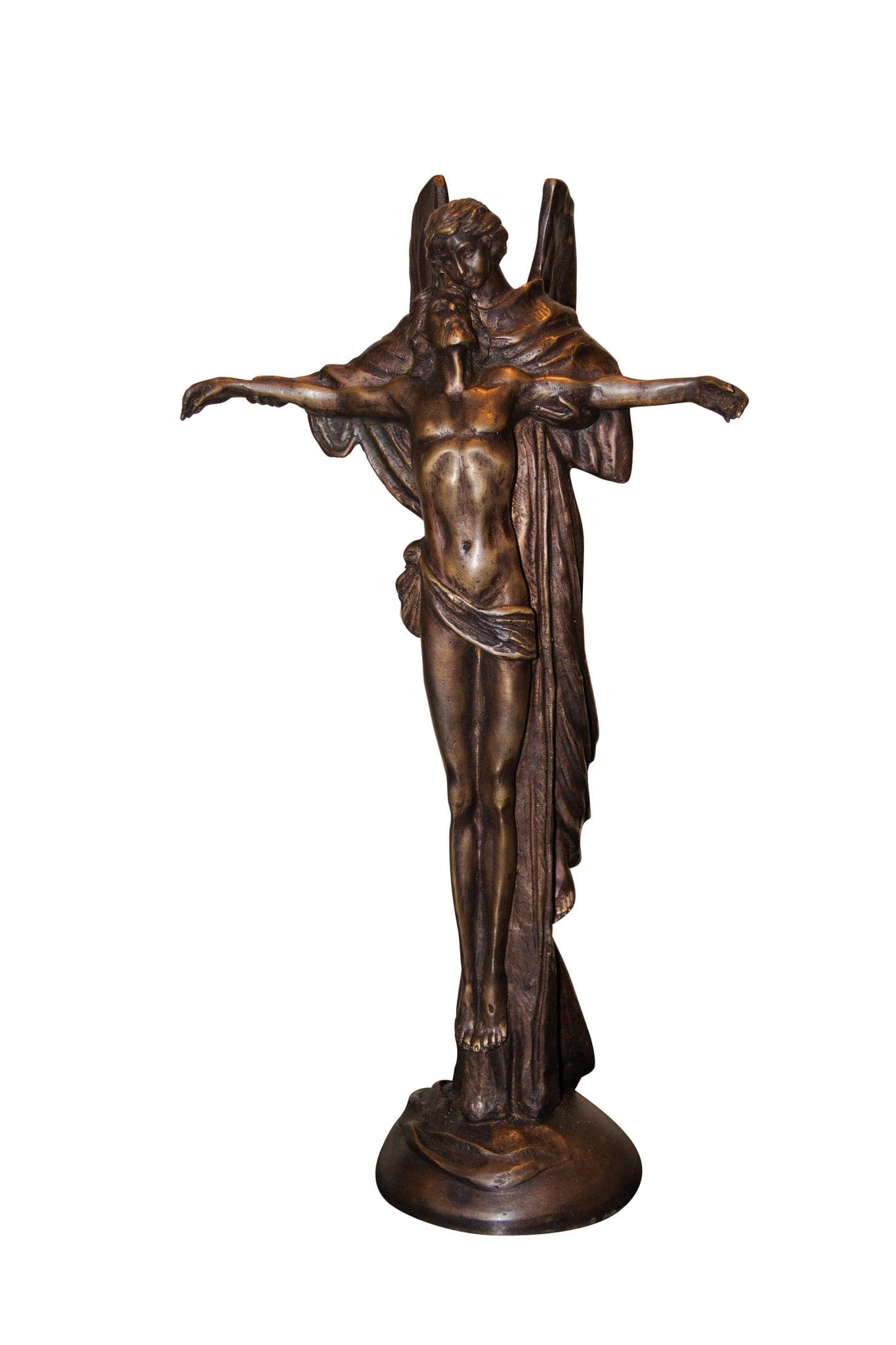 Brass Baron Jesus Attended by Angel Statue - Brass Baron - Outdoorartpross