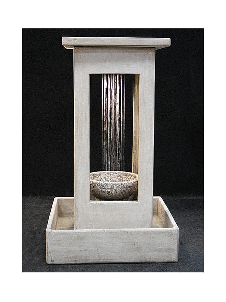 Smooth Center Rain Outdoor Fountain With Bowl and Square Basin - Outdoorartpross