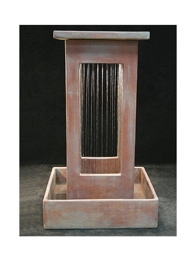 Smooth Curtain Rain Outdoor Fountain With Square Basin - Outdoorartpross