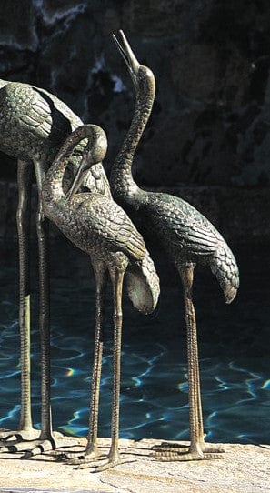 Brass Baron Medium Crane Pair Garden Accent and Pool Statuary - Brass Baron - Outdoorartpross