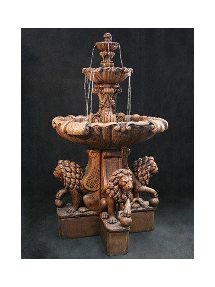 Vesuvio Outdoor Fountain with Lion Pedestals - Extra Large - Outdoorartpross