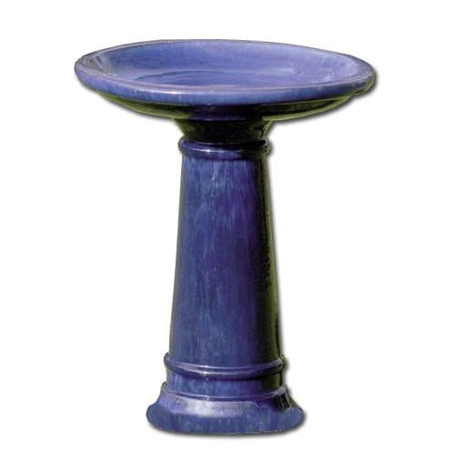 Riviera Blue Glazed BirdBath - Outdoorartpross