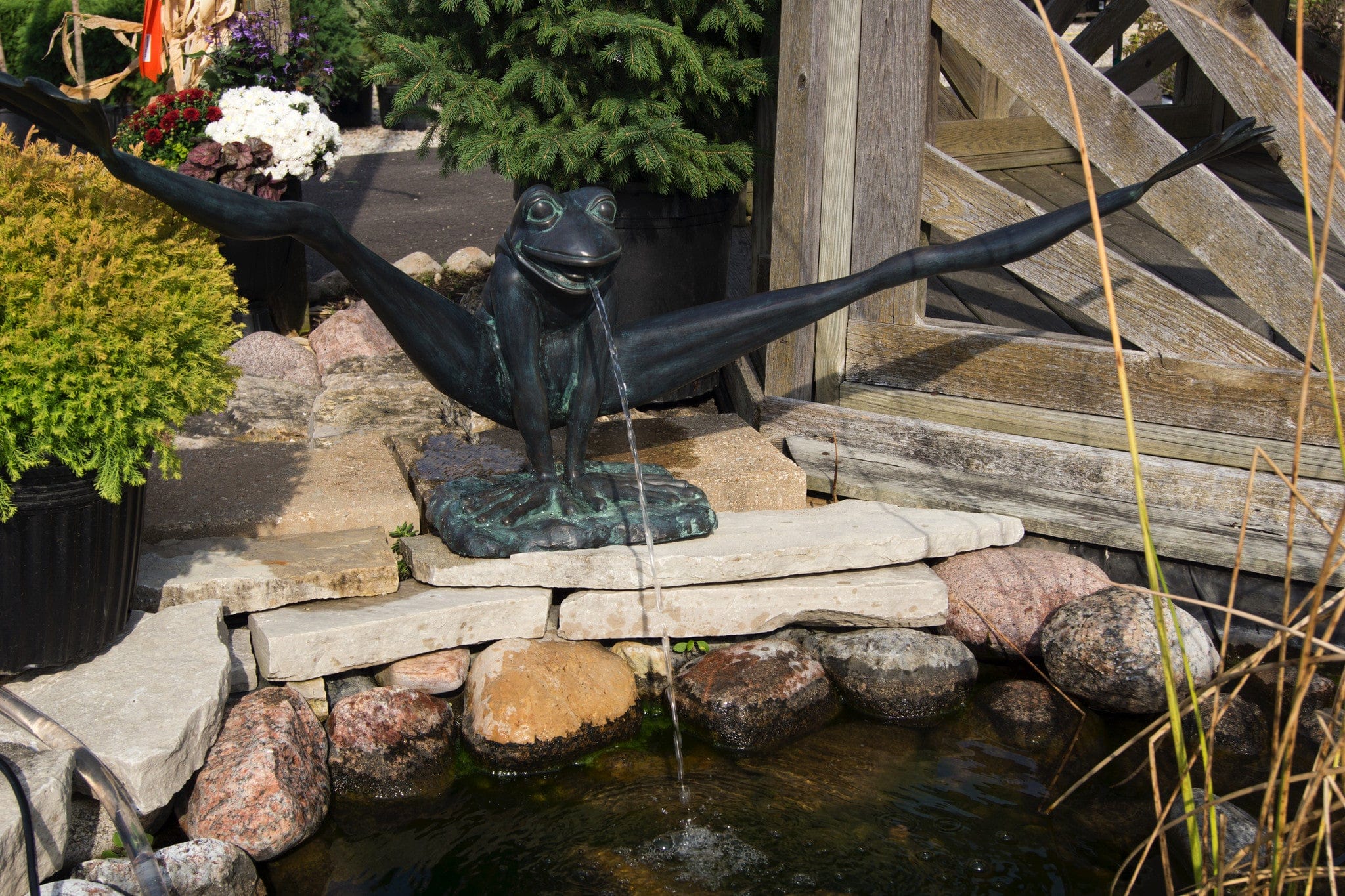 Brass Baron Gymnastic Frog Garden Statue - Brass Baron - Outdoorartpross