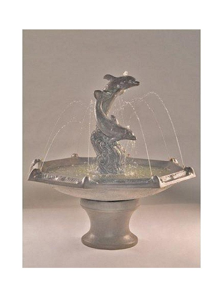 Dolphins Garden Fountain with Octagon Bowl - Outdoorartpross