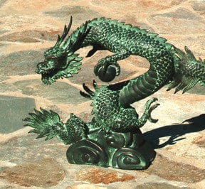 Brass Baron Small Water Dragon Garden Accent and Pool Statuary  - Brass Baron - Outdoorartpross