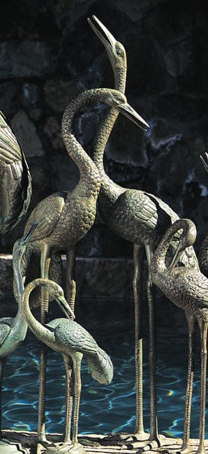 Brass Baron Large Crane Pair Garden Accent and Pool Statuary - Brass Baron - Outdoorartpross