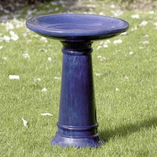 Riviera Blue Glazed BirdBath - Outdoorartpross