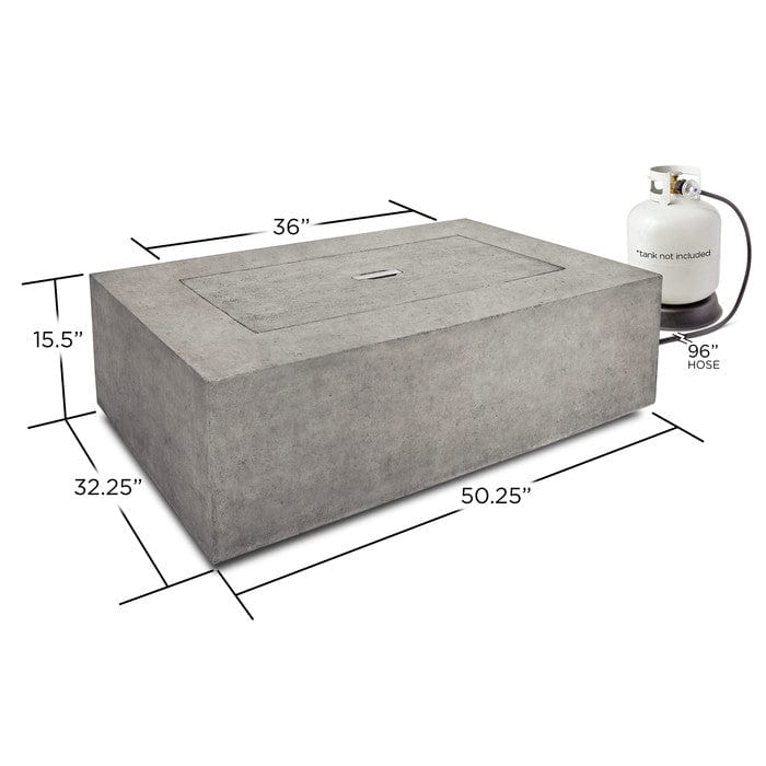 Baltic Rectangle Propane Fire Table - Dimensions - Outdoorartpross