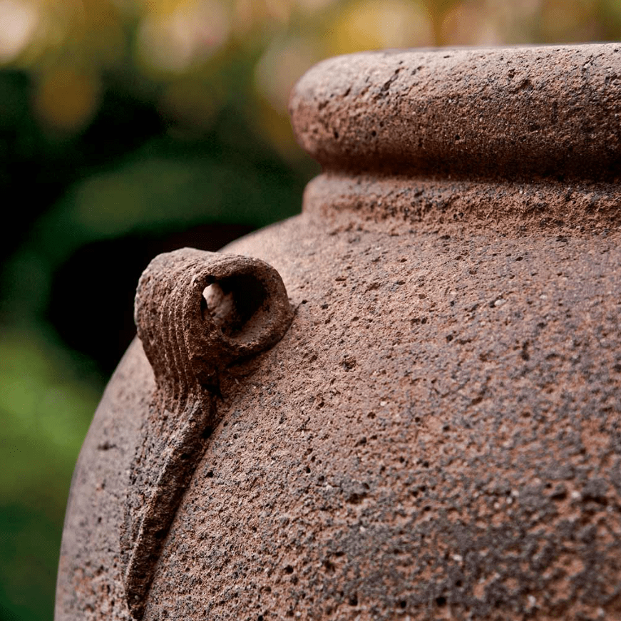 4 Handle Jar | Sandblasted Terra Cotta Planter