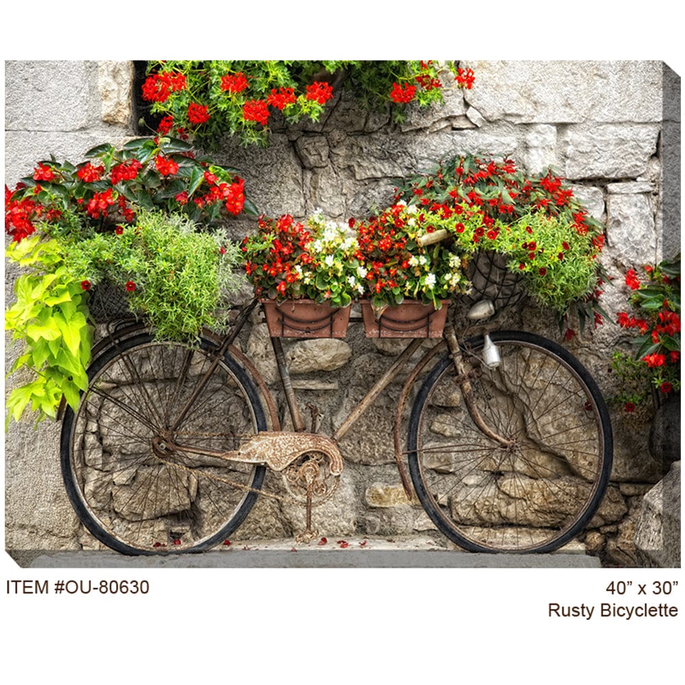 Rusty Bicyclette Outdoor Canvas Art - Outdoorartpross