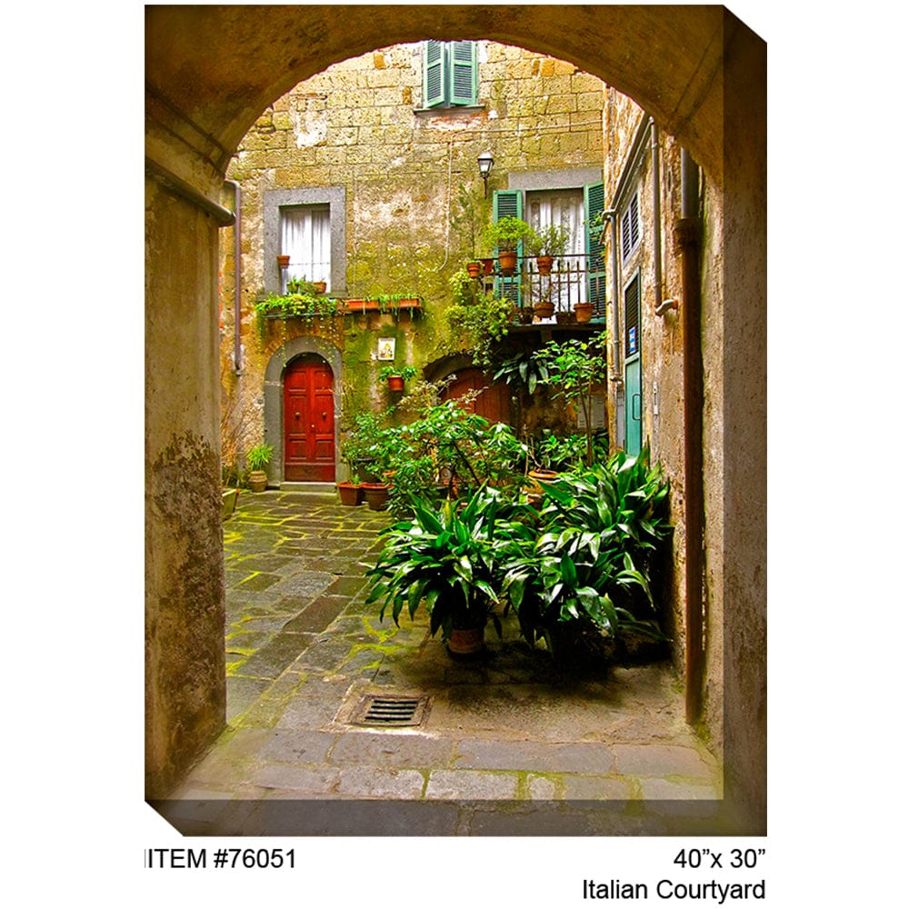 Italian Courtyard Outdoor Canvas Art - Outdoorartpross