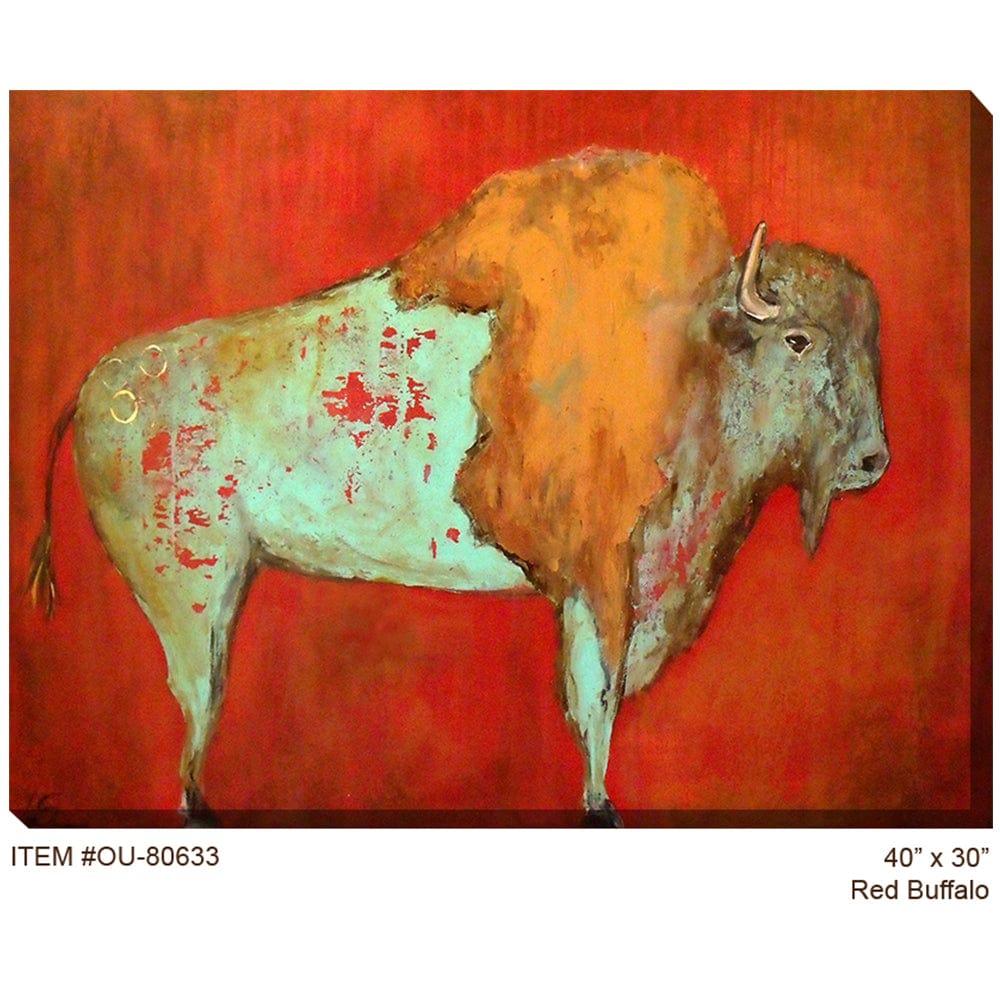 Red Buffalo Outdoor Canvas Art - Outdoorartpross