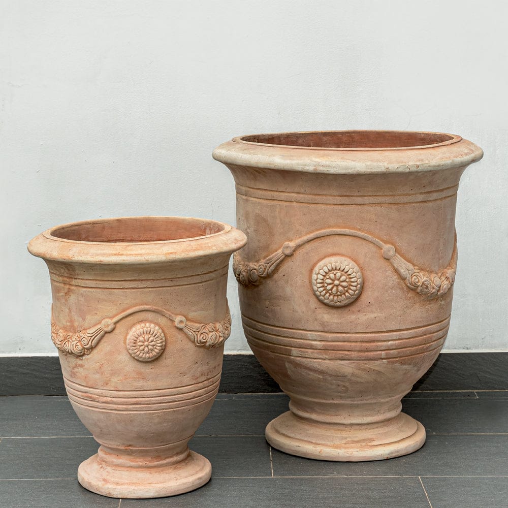 Anduze Urn Set of 2 in Terra Cotta - Outdoorartpross