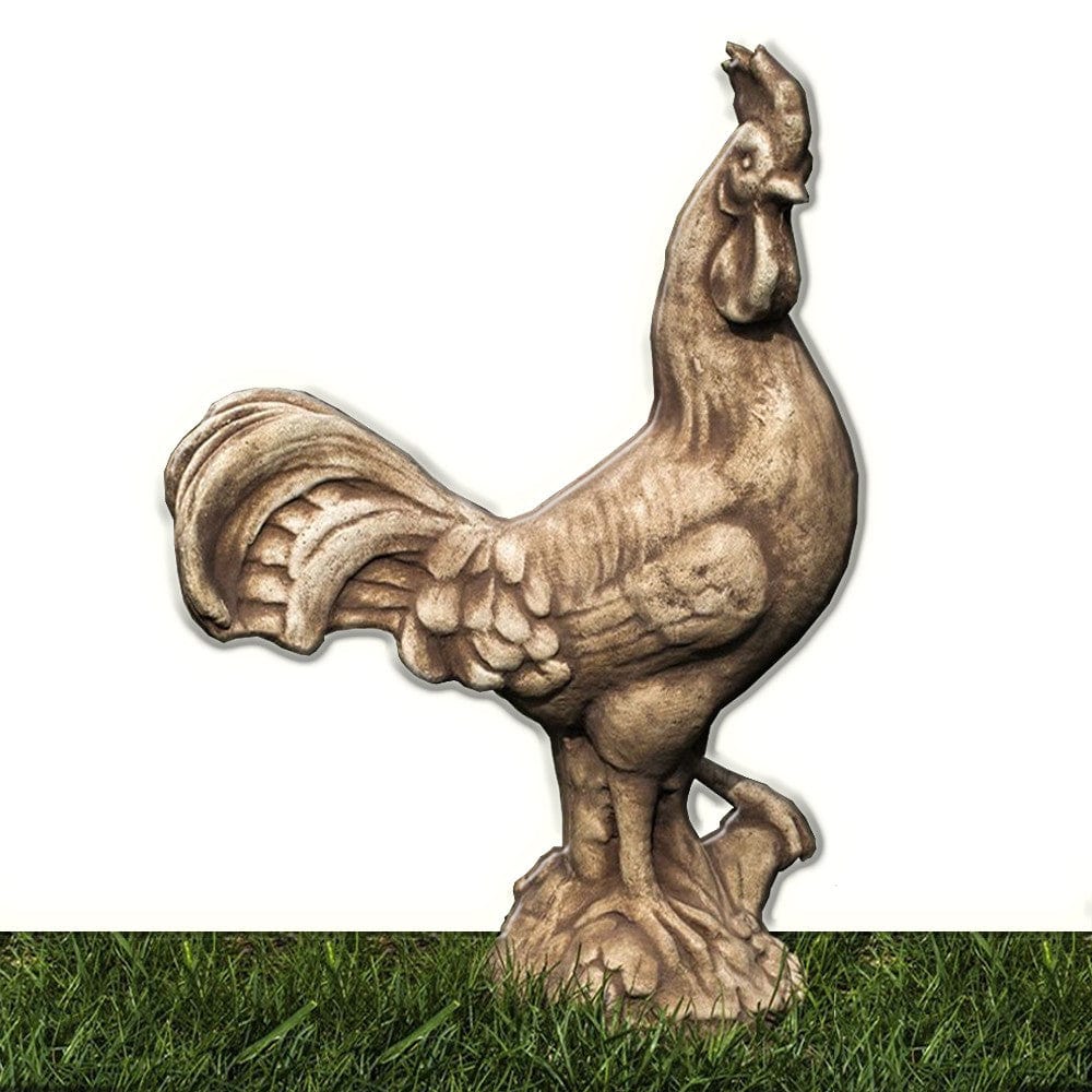 Antique Rooster Cast Stone Garden Statue - Outdoorartpross