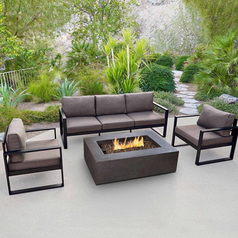 Baltic Outdoor 3-Seat Sofa - Black Frame with Desert Brown Cushions - Outdoorartpross