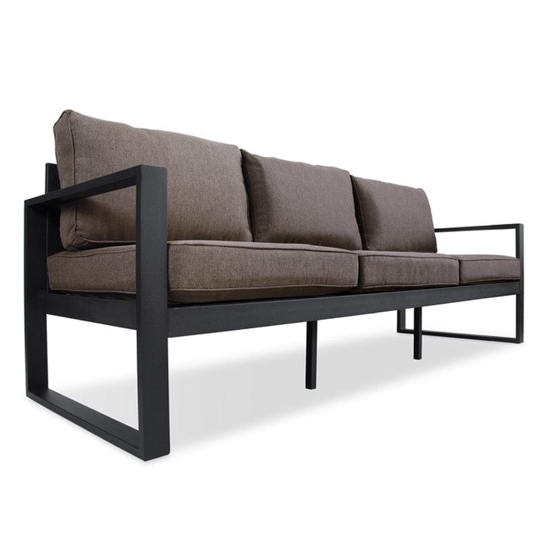 Baltic Outdoor 3-Seat Sofa - Black Frame with Desert Brown Cushions - Outdoorartpross