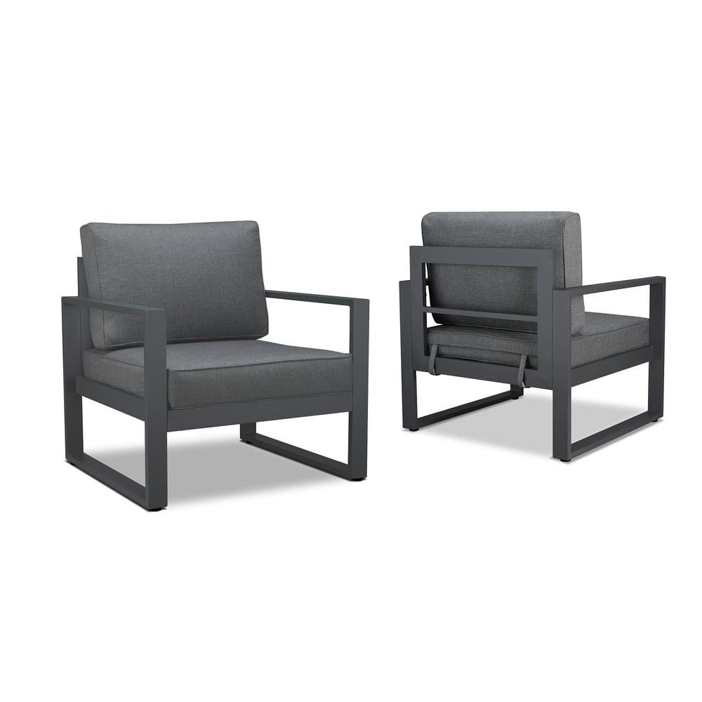 Baltic Outdoor Chair Set in Gray Aluminum Frame with Gray Cushions - Outdoorartpross