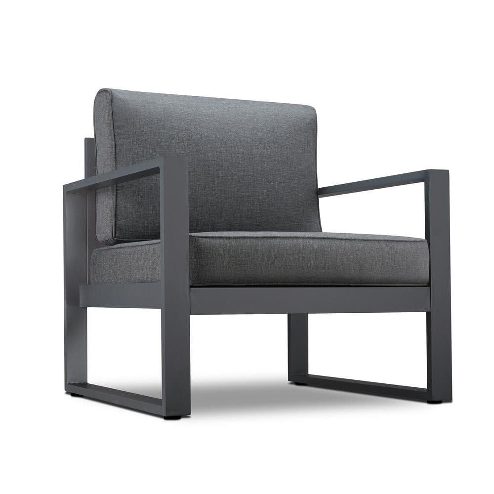 Baltic Outdoor Chair Set in Gray Aluminum Frame with Gray Cushions - Outdoorartpross