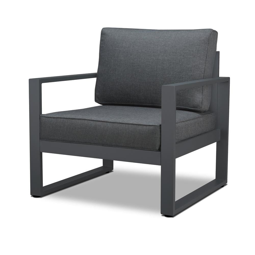 Baltic Outdoor Chair Set in Gray Aluminum Frame with Gray Cushions - Outdoorartpross