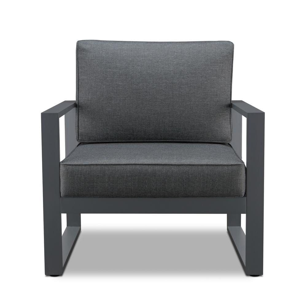 Baltic Outdoor Chair Set in Gray Aluminum Frame with Gray Cushions - Outdoorartpross